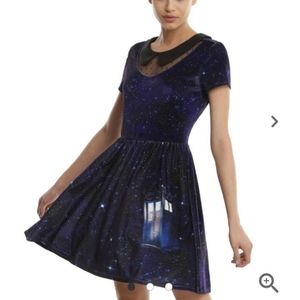Doctor Who Tardis Police Box Galaxy Velvet Dress